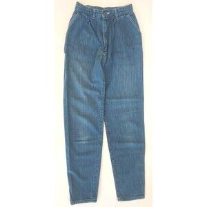 Vintage Juniors 1980s Lee High Waist Pleated Tapered Striped Jeans Size 7